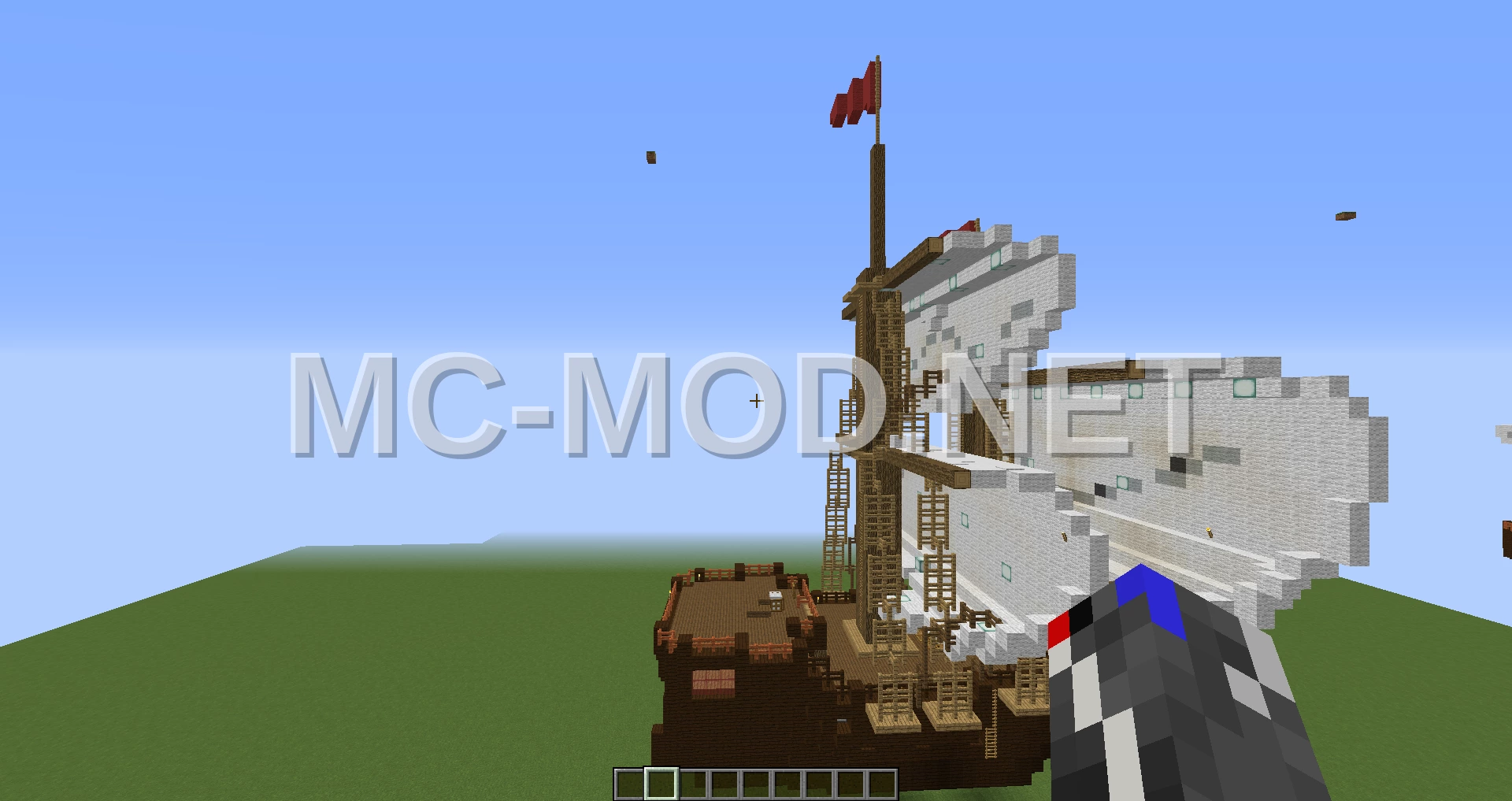 Caravel Ship with Unfolded Sails