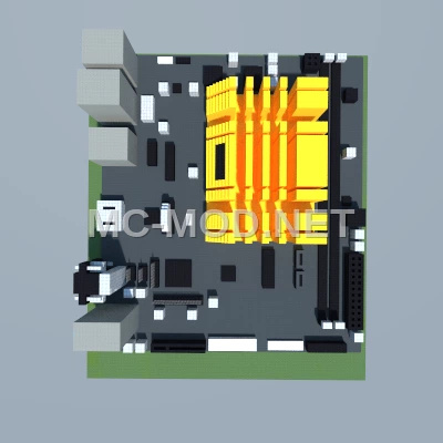 Computer Motherboard Pixel Art – Yellow & Gray Wool