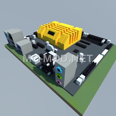 Computer Motherboard Pixel Art – Yellow & Gray Wool