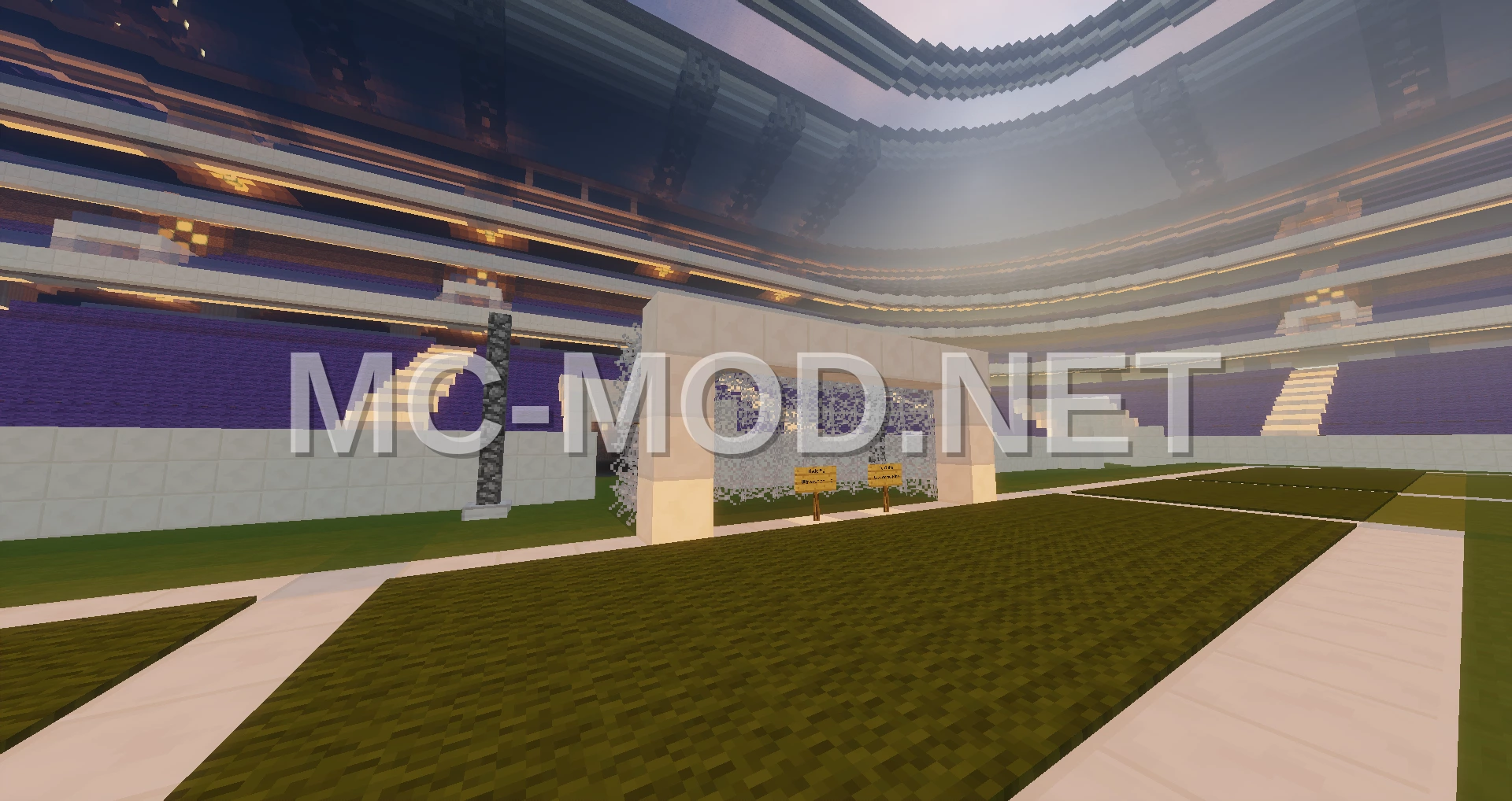 Full Size Soccer Stadium With Seating and Roof
