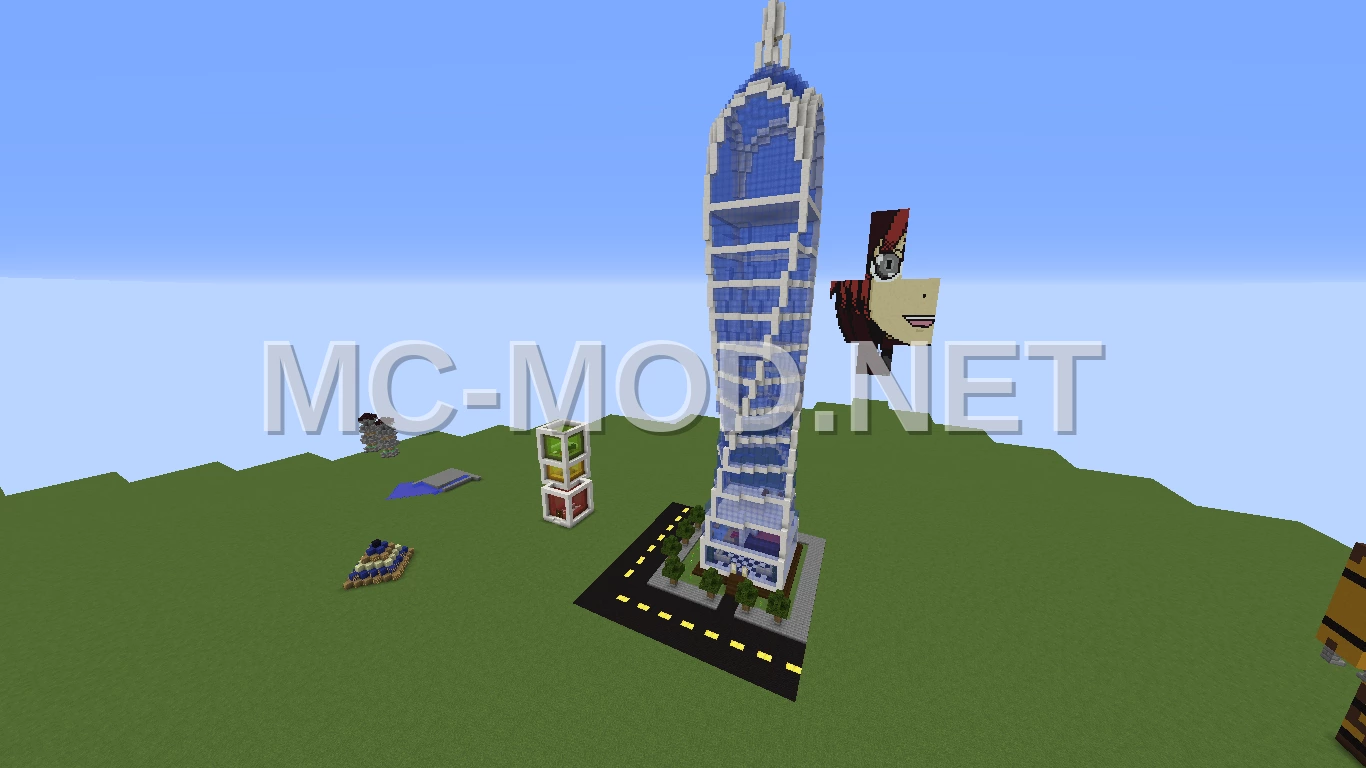 Twisted Minecraft City Tower