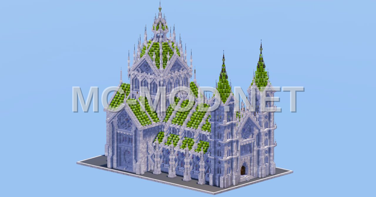 White and Green Gothic Cathedral