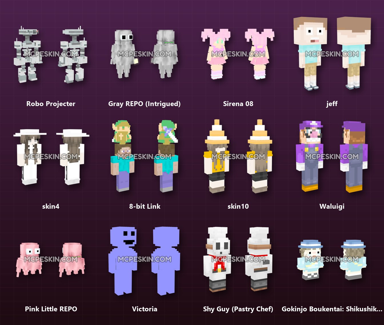 1,500+ 3D/4D Character Skins Pack skins preview