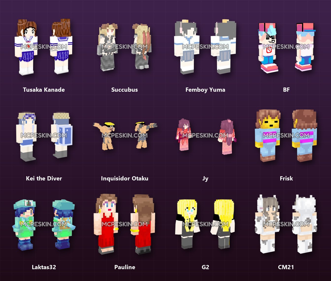 120+ 3D/4D eGirl & eBoy Skins Pack skins preview