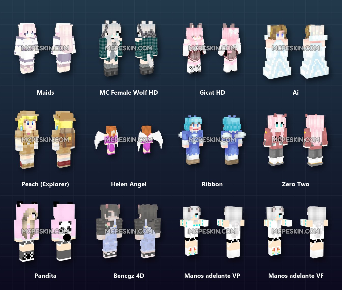 230+ 3D/4D Girl Skins Pack skins preview