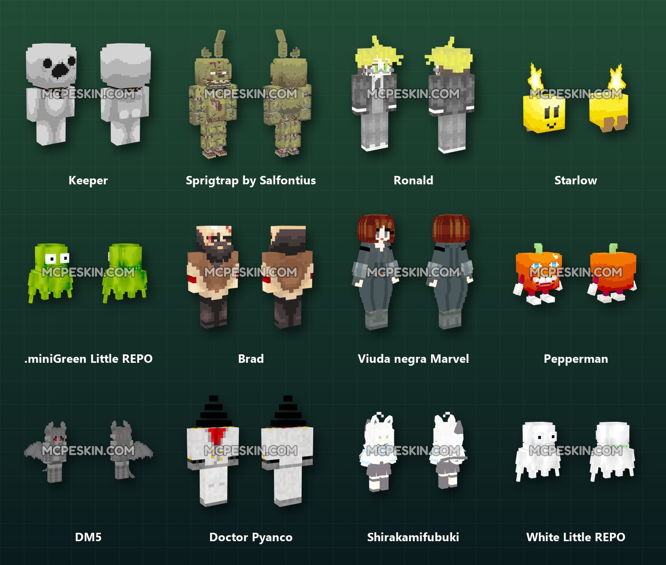 40+ 3D/4D Horror Skins Pack skins preview