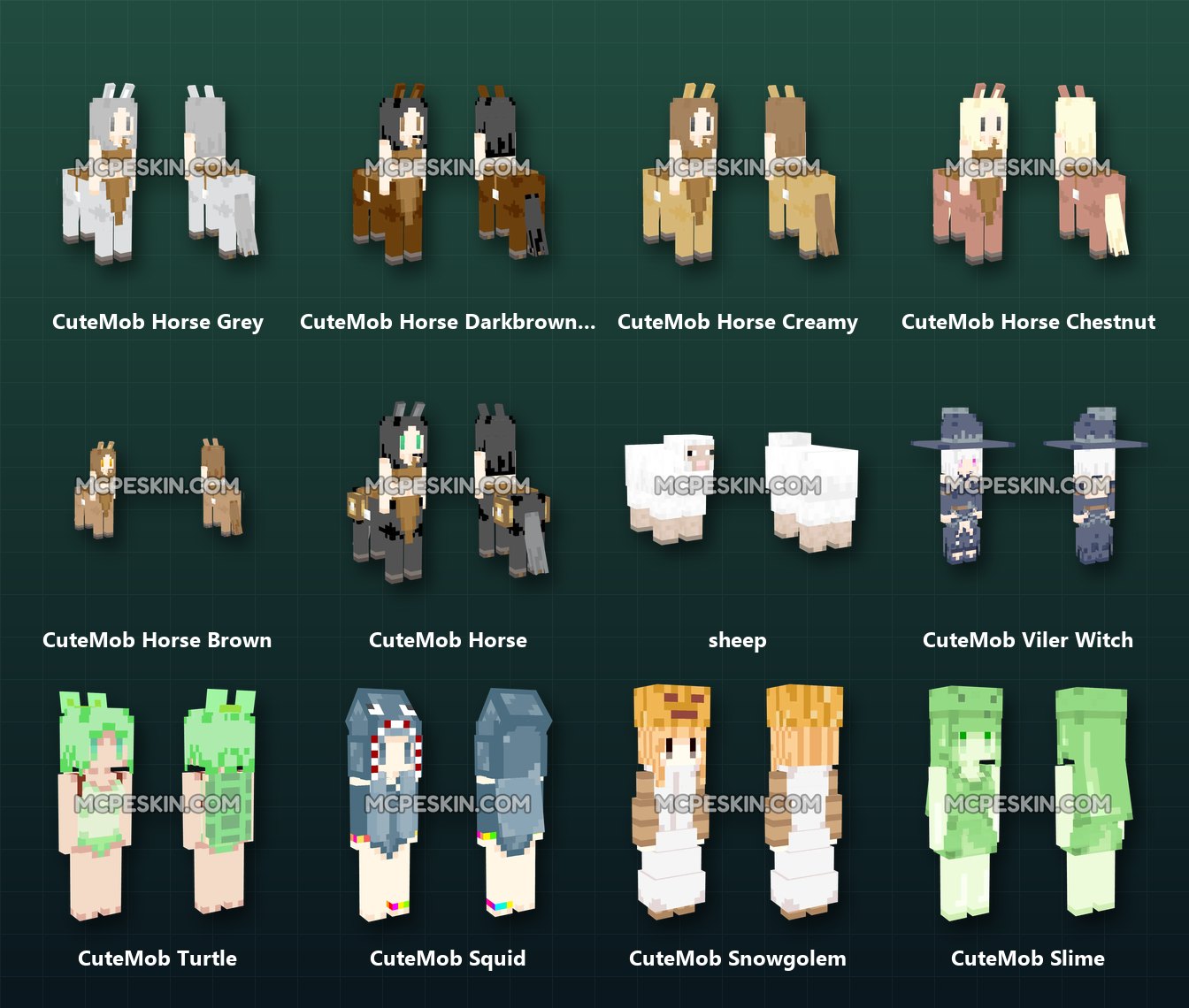 360+ 3D/4D Mob Skins Pack skins preview
