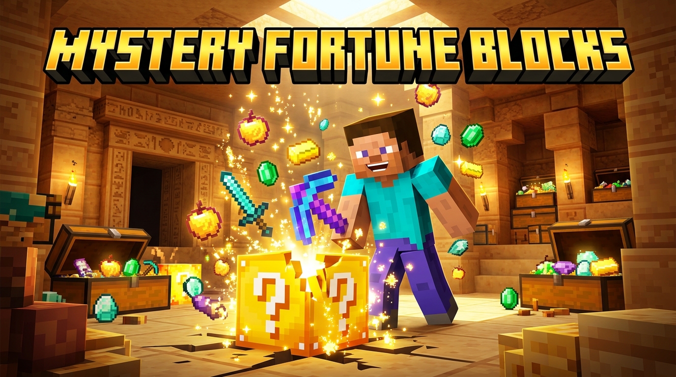 Mystery Fortune Blocks Lucky Blocks Addon Minecraft Bedrock MCPE Thumbnail