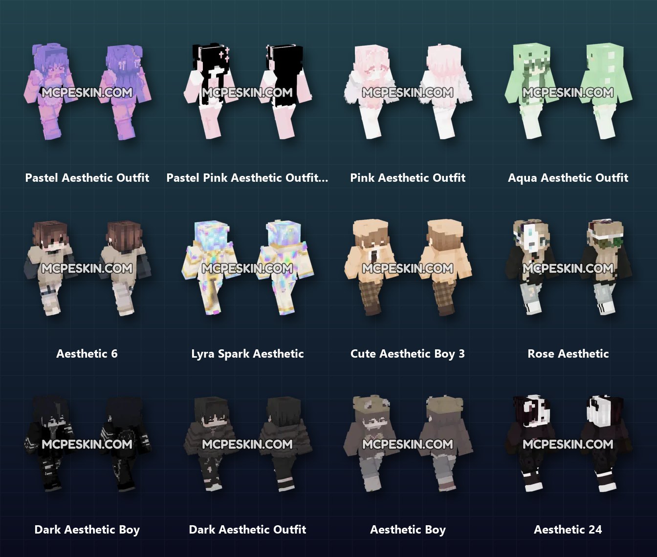 20+ Aesthetic Skins Pack skins preview