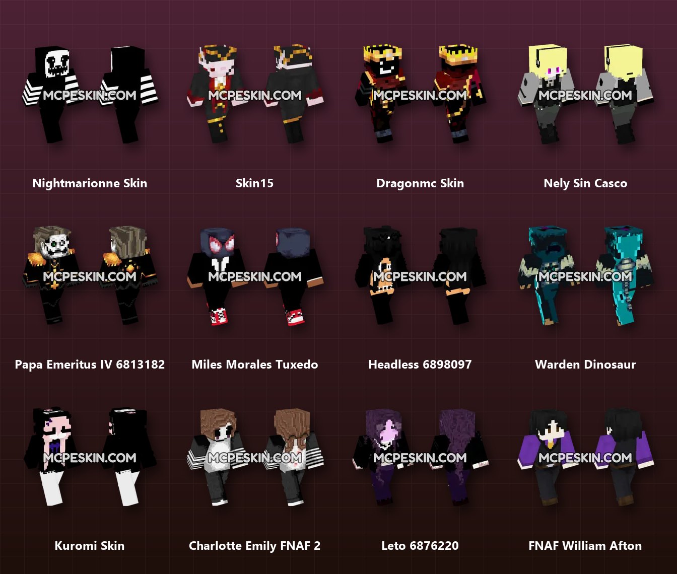 1,500+ Black Skins Pack skins preview