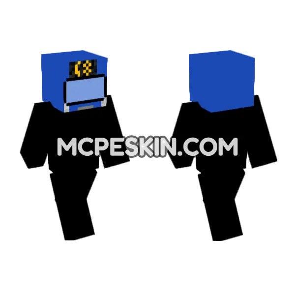 Blue Pixelated Robot