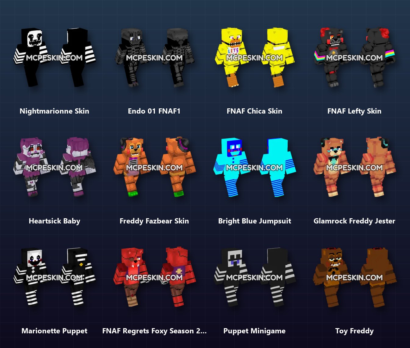 50+ Fnaf Skins Pack skins preview