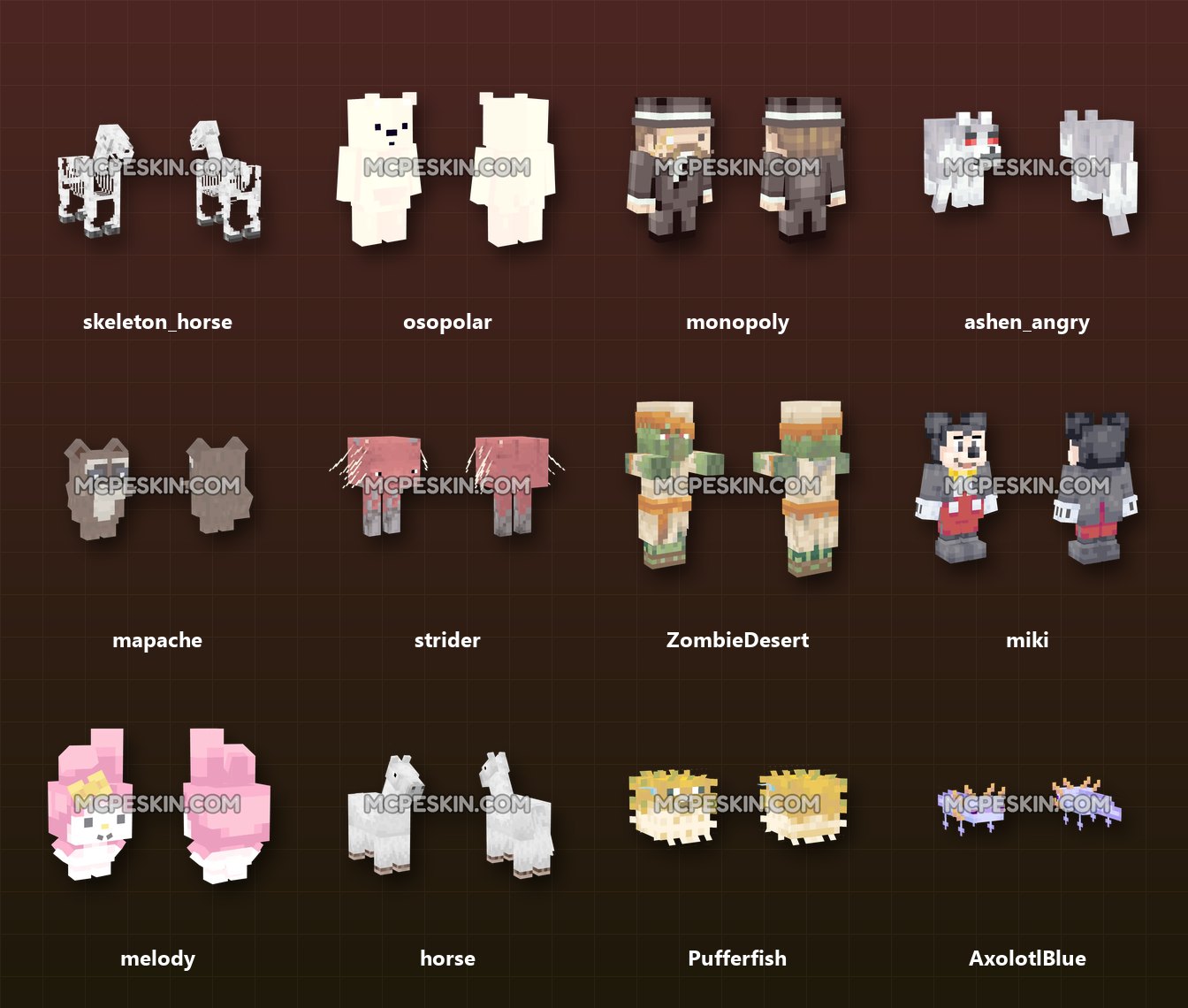 310+ 3D/4D Arepitas Skins Pack skins preview