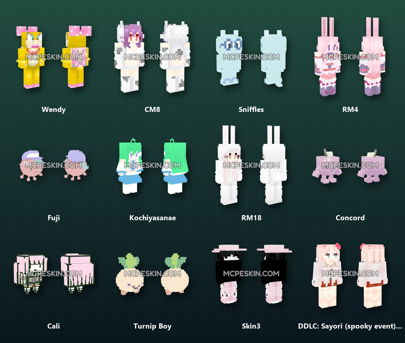340+ 3D/4D Cute Character Skins Pack skins preview