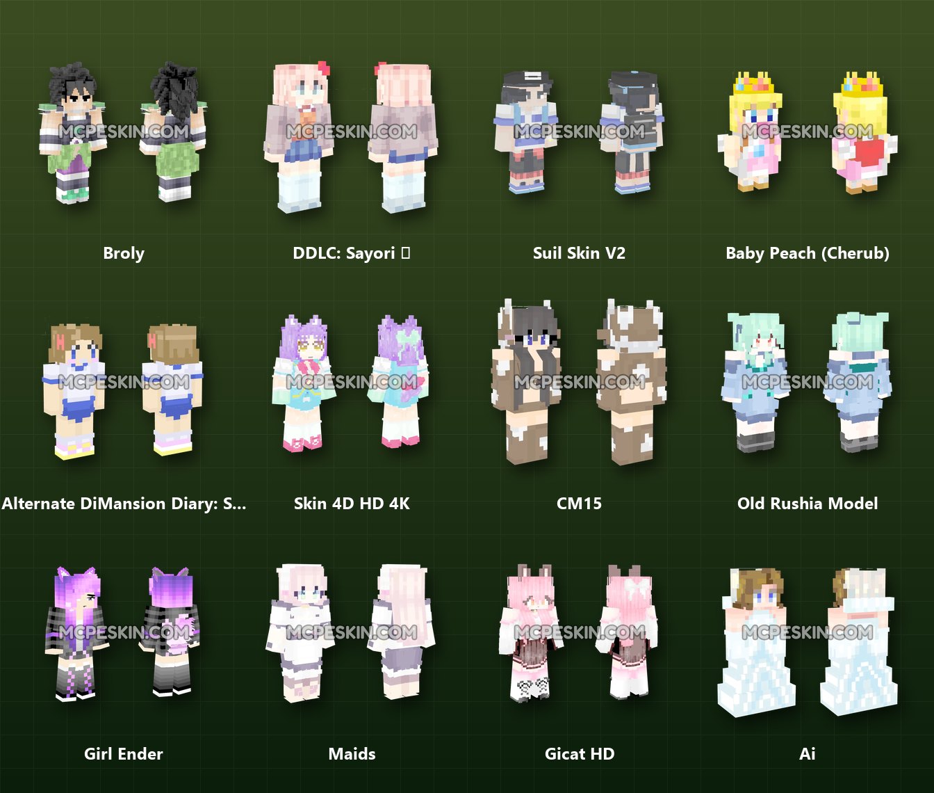 200+ 3D/4D Girl Character Skins Pack skins preview