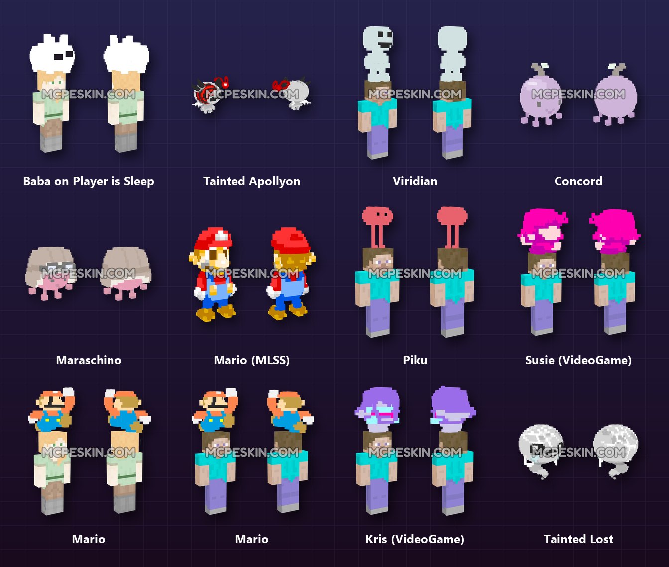 80+ 3D/4D SRG Voxel Skins Pack skins preview