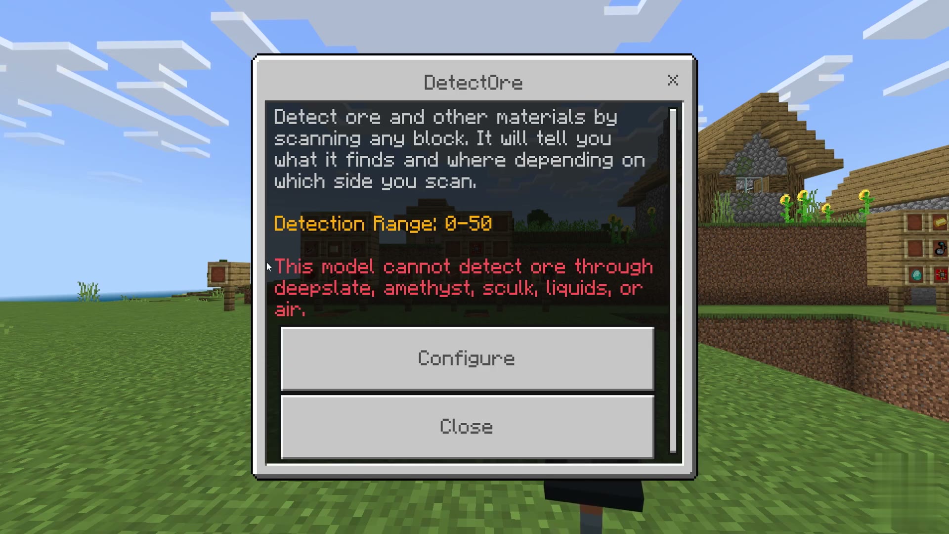 DetectOre Add-On screenshot 1