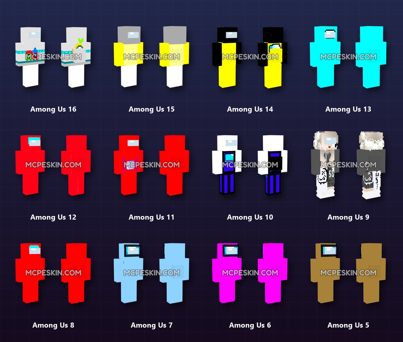 40+ 3D/4D Among Us Skins Pack skins preview
