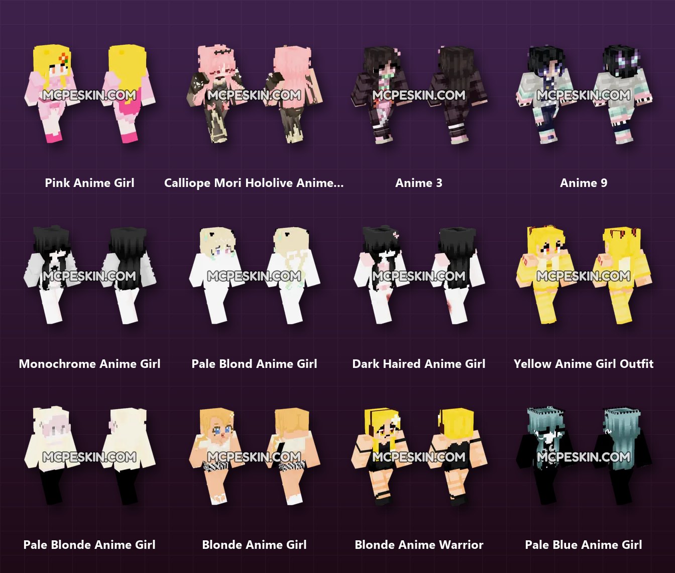 60+ Anime Girl Skins Pack skins preview