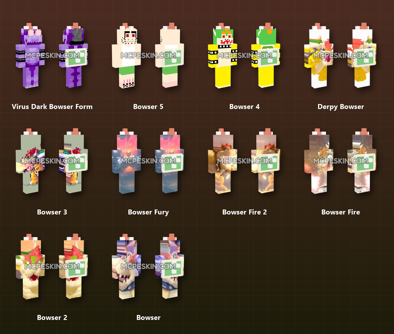 10+ 3D/4D Bowser Skins Pack skins preview