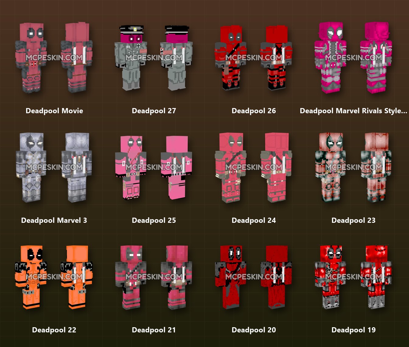 40+ 3D/4D Deadpool Skins Pack skins preview