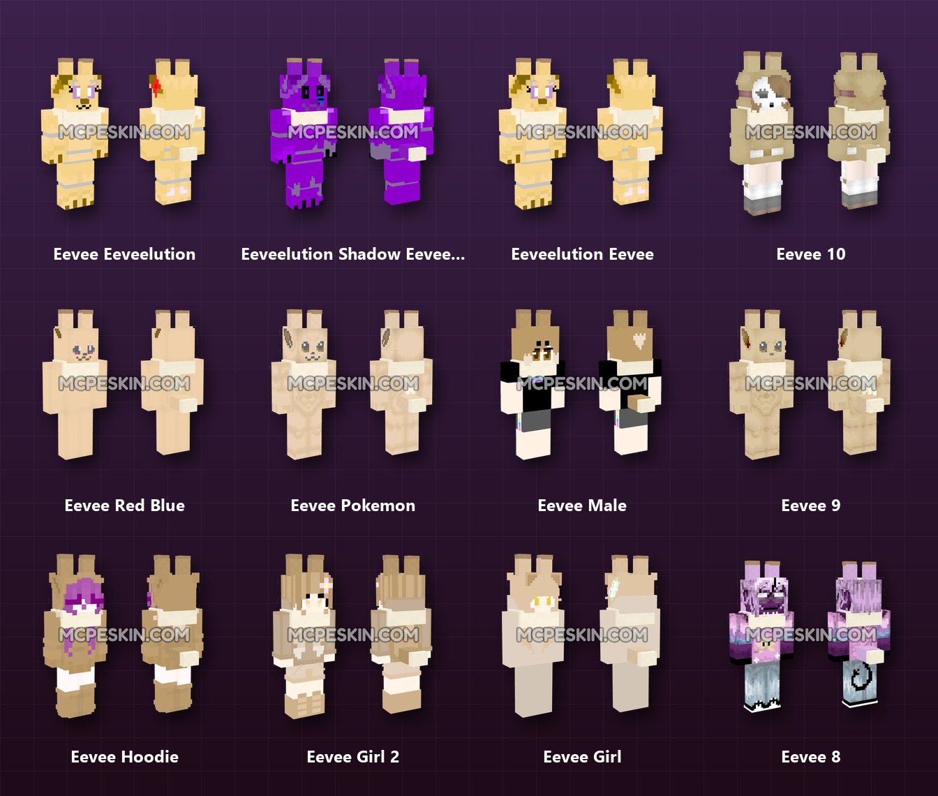 10+ 3D/4D Eevee Skins Pack skins preview