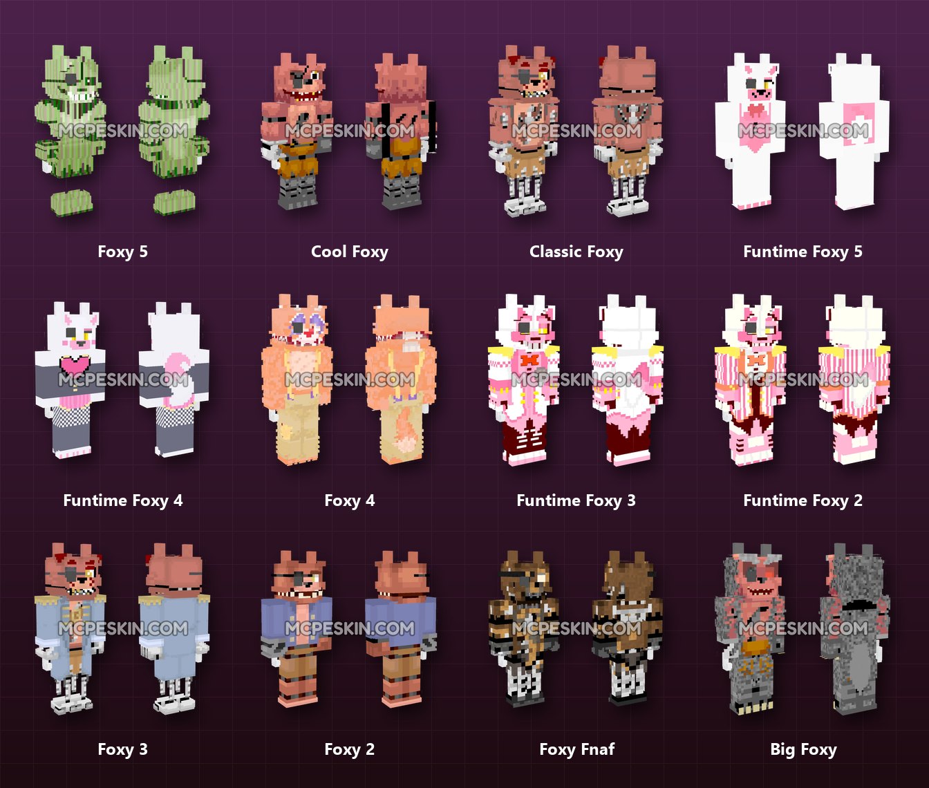 40+ 3D/4D Foxy Skins Pack skins preview