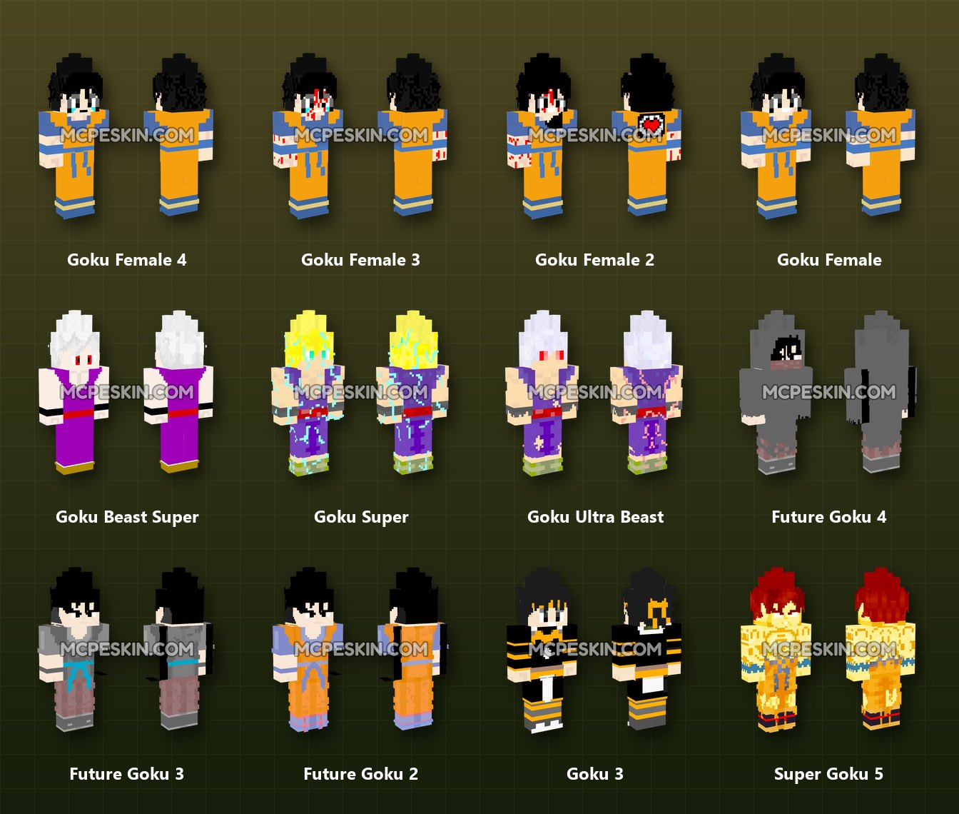 40+ 3D/4D Goku Skins Pack skins preview