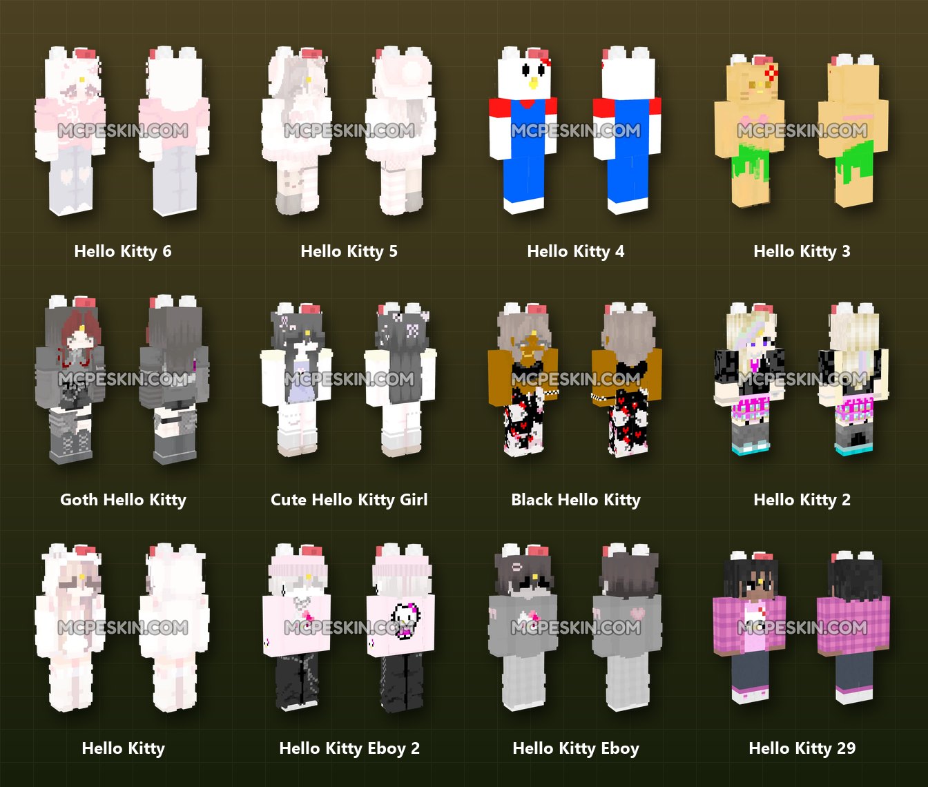 40+ 3D/4D Hello Kitty Skins Pack skins preview