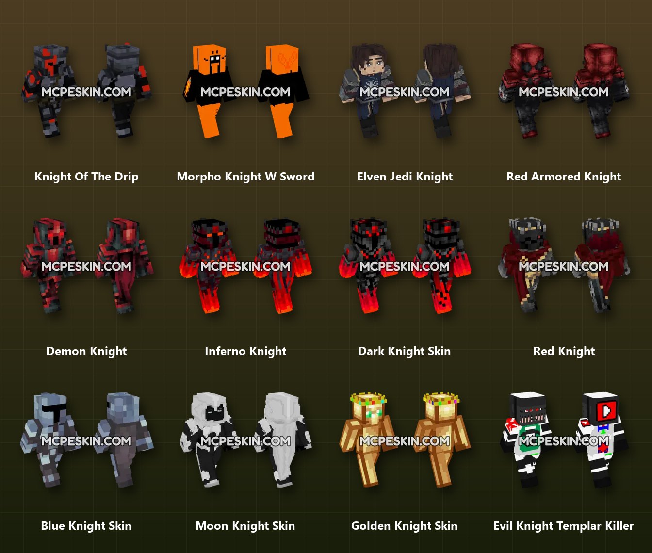90+ Knight Skins Pack skins preview