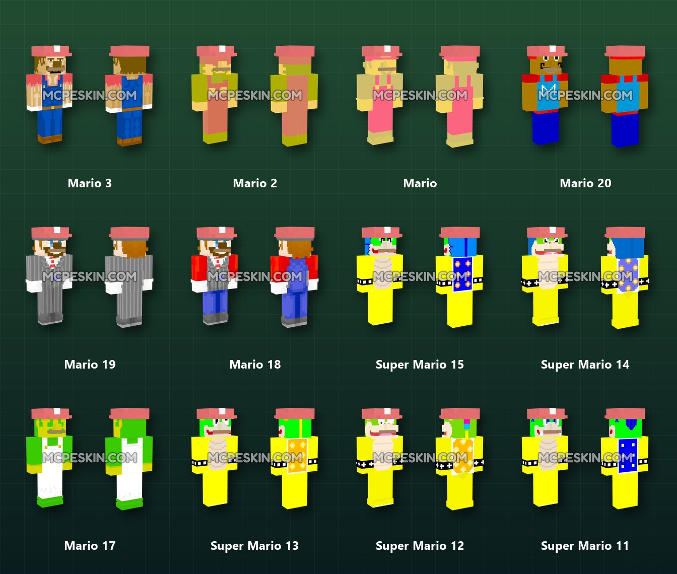 40+ 3D/4D Mario Skins Pack skins preview