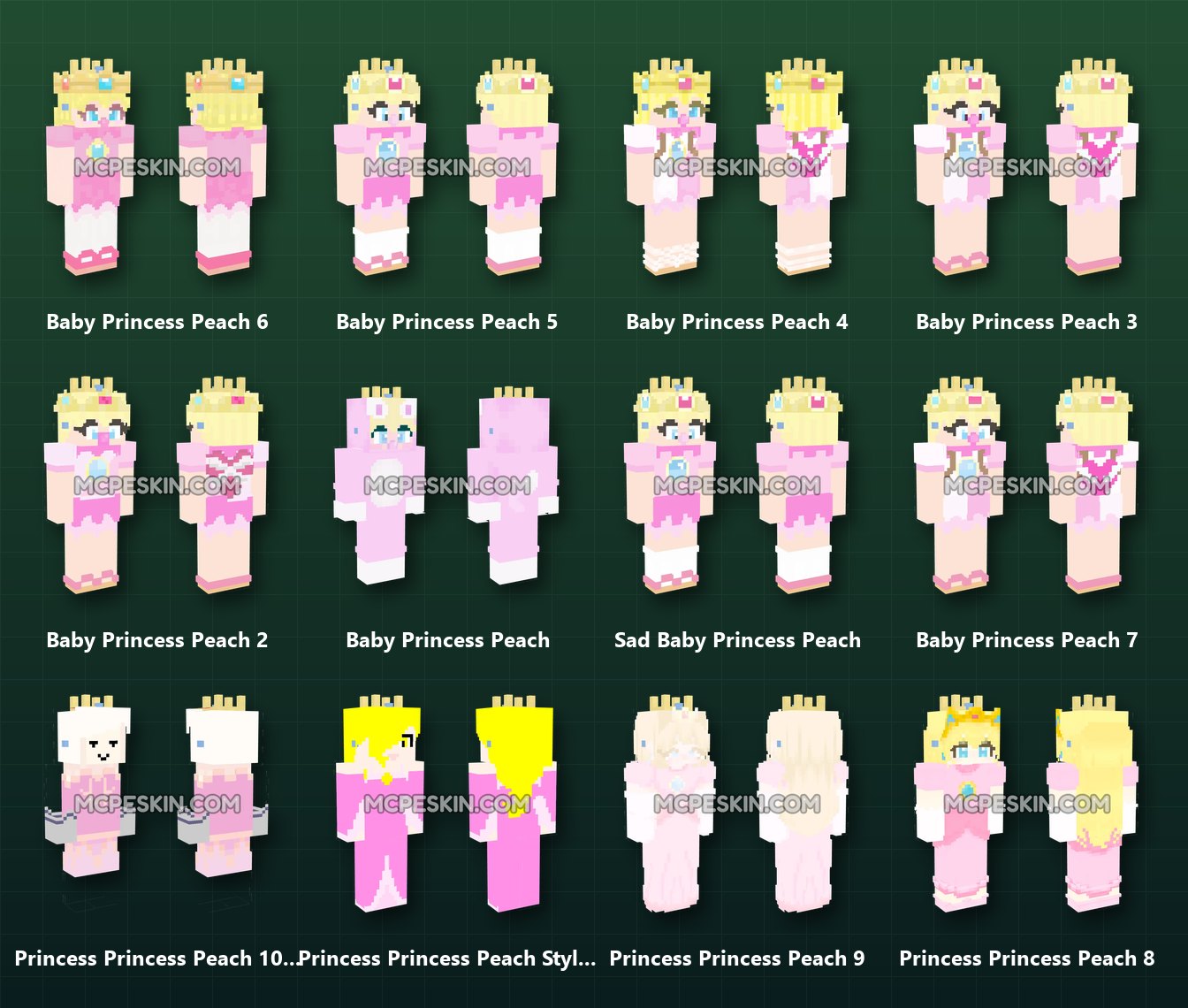 40+ 3D/4D Princess Peach Skins Pack skins preview