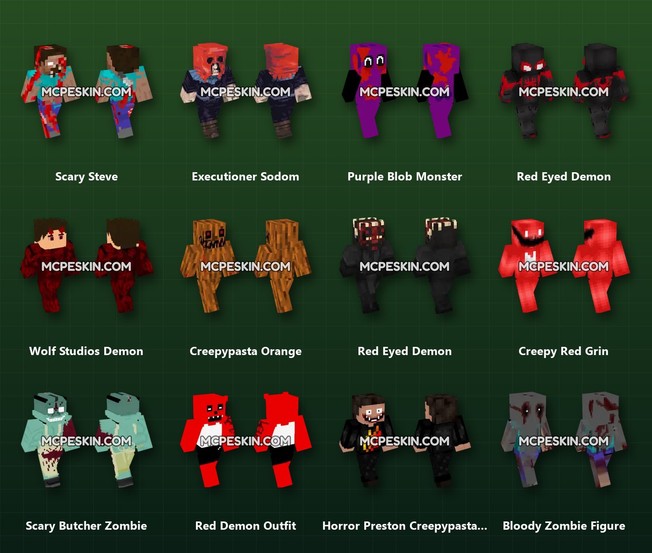 10+ Scary Skins Pack skins preview
