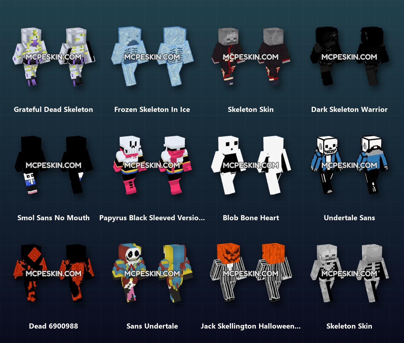 20+ Skeleton Skins Pack skins preview