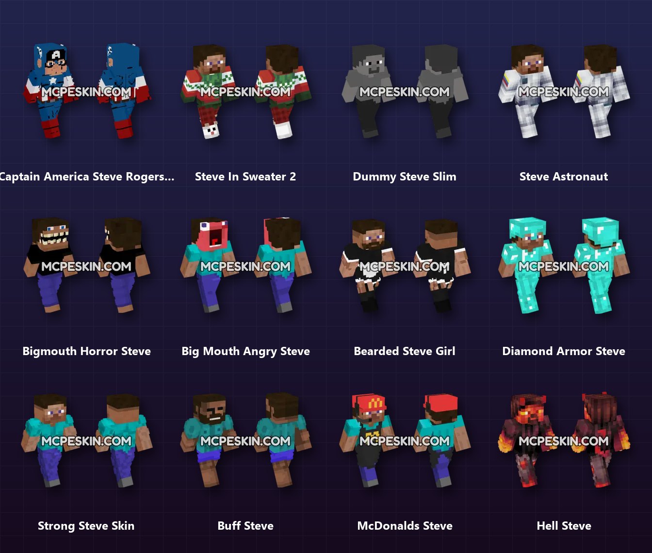 130+ Steve Skins Pack skins preview
