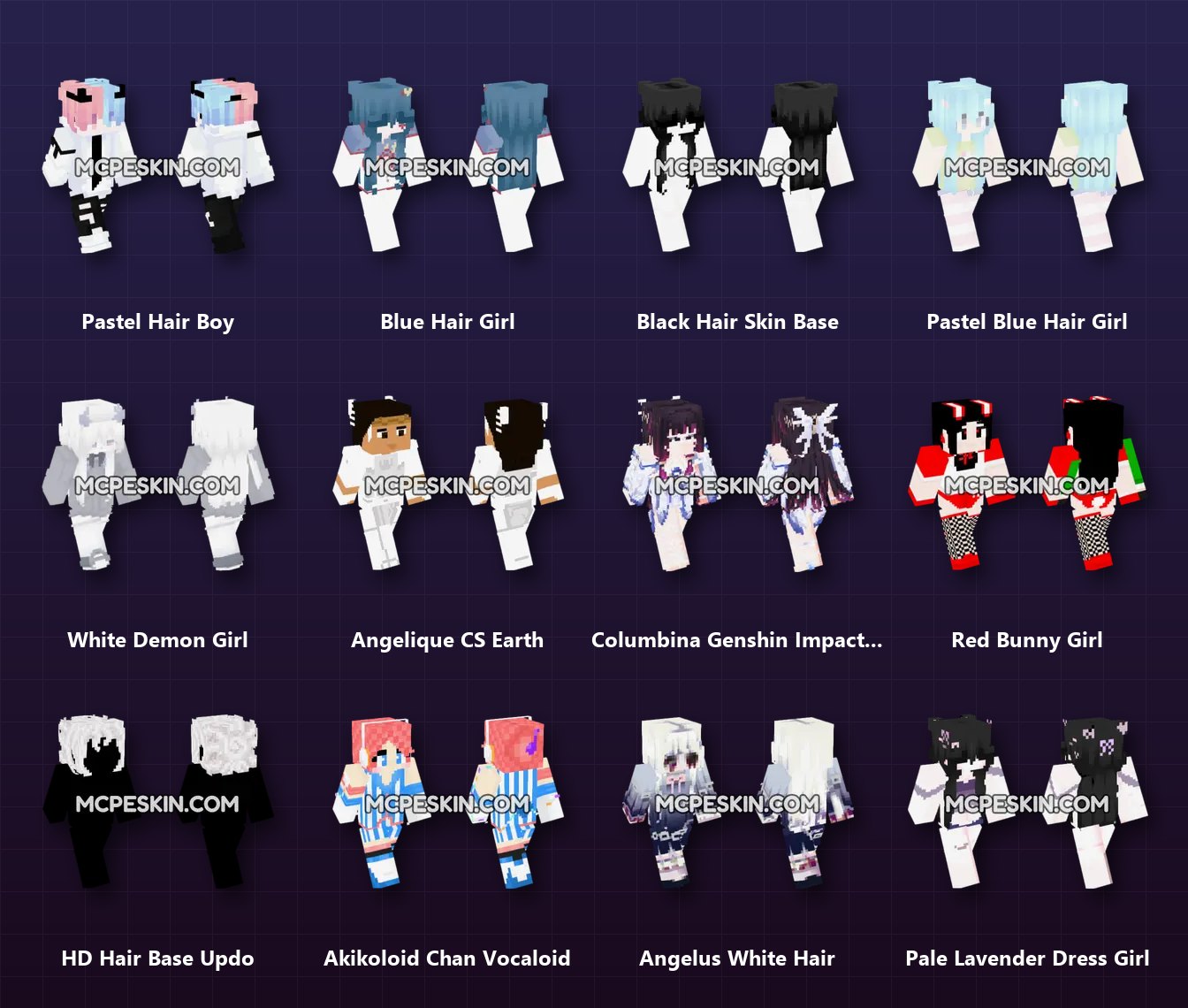 40+ White Hair Skins Pack skins preview