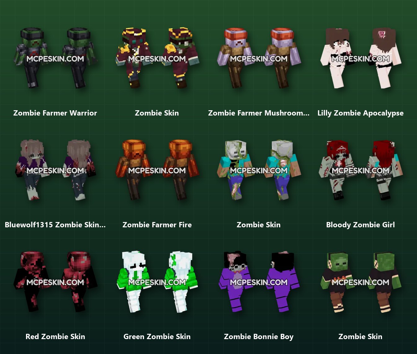 50+ Zombie Skins Pack skins preview